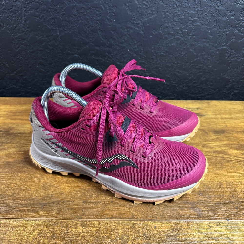 Saucony Peregrine 11 S10611-45 Burgundy Mesh Trail Running Shoes Womens 7.5